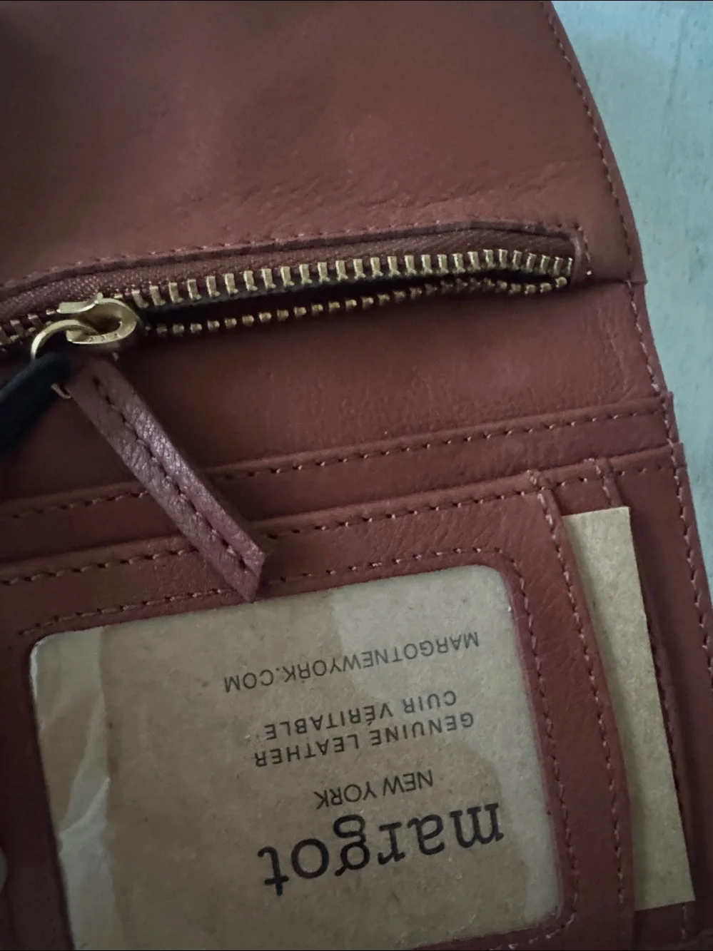 Margot Lizzie Small Bi- Fold Genuine Leather Wallet Brown